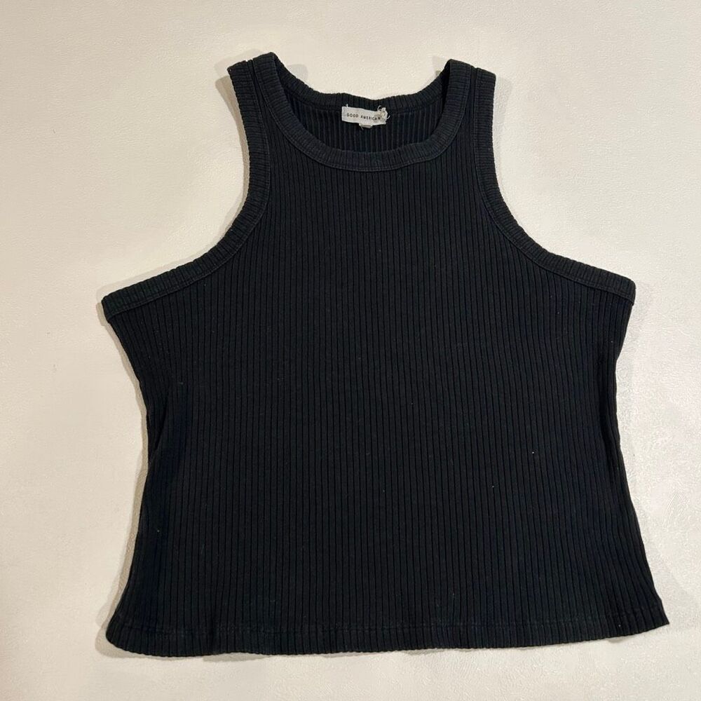 Good American Black Ribbed Tank Top Size 3 (L/XL)